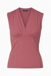 Conquista Women's Pink / Purple Dusty Rose  Sleeveless V-neck Fitted Top – Soft Viscose-blend Fabric