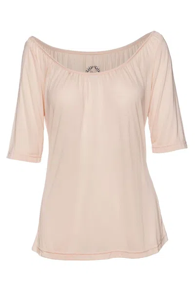 Conquista Women's Pink / Purple Elbow Sleeve Light Pink Top In Pink/purple