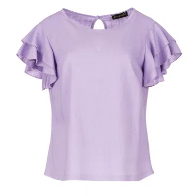 Conquista Women's Pink / Purple Frill Detail Lilac Top In Pink/purple