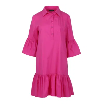 Conquista Women's Pink / Purple Fuchsia Bell Sleeve Dress With Ruffle Hem In Pink/purple