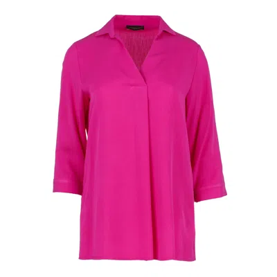 Conquista Women's Pink / Purple Fuchsia V Neck Top In Pink/purple