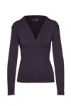 Conquista Women's Pink / Purple Ink Long Sleeve Faux Wrap Top In Stretch Jersey Sustainable Fabric In Pink/purple