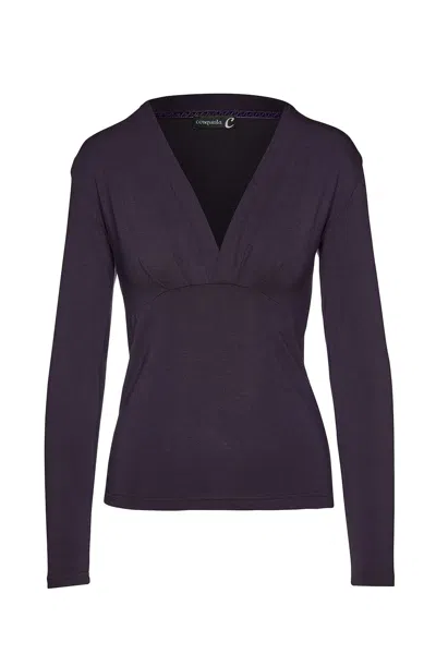 Conquista Women's Pink / Purple Ink Long Sleeve Faux Wrap Top In Stretch Jersey Sustainable Fabric In Pink/purple