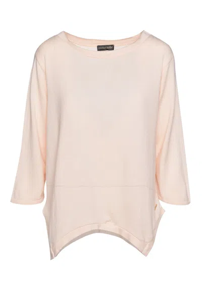 Conquista Women's Pink / Purple Knit Cotton Top With An Uneven Hemline In Pink/purple