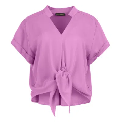Conquista Women's Pink / Purple Lavender Dream Viscose Tie-front Blouse