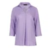 Conquista Women's Pink / Purple Lilac Linen V Neck Top In Pink/purple