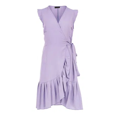 Conquista Women's Pink / Purple Lilac Sleeveless Ruffled Wrap Dress In Viscose Poplin In Pink/purple
