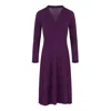 Conquista Women's Pink / Purple Long Sleeve Empire Line Knit Style Dress In Pink/purple