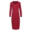 Conquista Women's Pink / Purple Long Sleeve Round Neck Midi Dress In Ribbed Cotton-elastane Mulberry