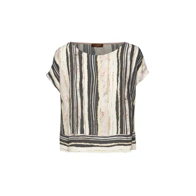 Conquista Women's Pink / Purple Loose Fitting Sleeveless Striped Top In Pink/purple