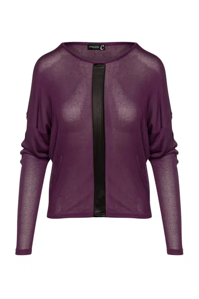 Conquista Women's Pink / Purple Mauve Batwing Top With Faux Leather Detail In Pink/purple