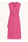 Conquista Women's Pink / Purple Orchid Sleeveless Jersey Dress With Waist Tie In Viscose & Elastane