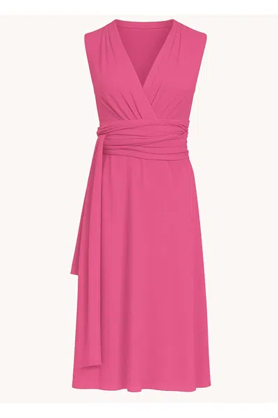 Conquista Women's Pink / Purple Orchid Sleeveless Jersey Dress With Waist Tie In Viscose & Elastane In Multi