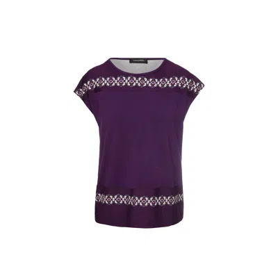 Conquista Women's Pink / Purple Oriental Print Detail Top In Pink/purple