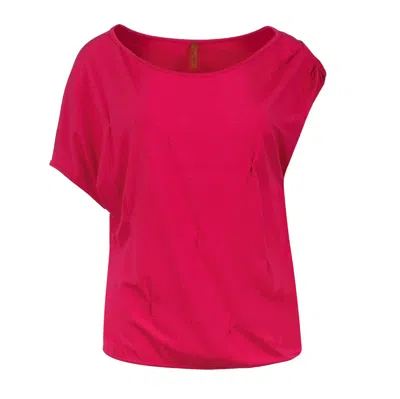 Conquista Women's Pink / Purple Pinched Fabric Detail Stretch Jersey Top In Pink/purple