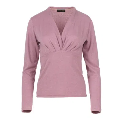 Conquista Women's Pink / Purple Pink Melange V Neck Knit Top In Pink/purple
