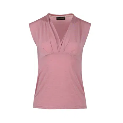 Conquista Women's Pink / Purple Pink Rose V Neck Top In Pink/purple