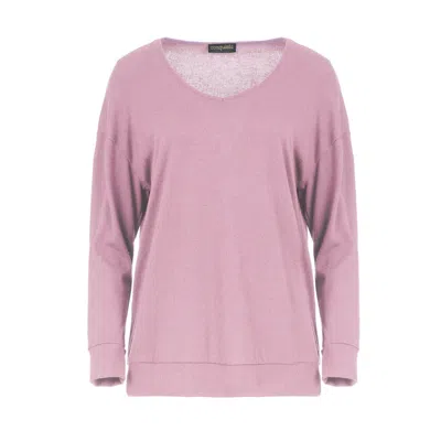 Conquista Women's Pink / Purple Pink V Neck Knit Top In Pink/purple