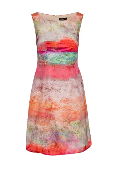 Conquista Women's Pink / Purple Print Empire Line Dress In Pink/purple