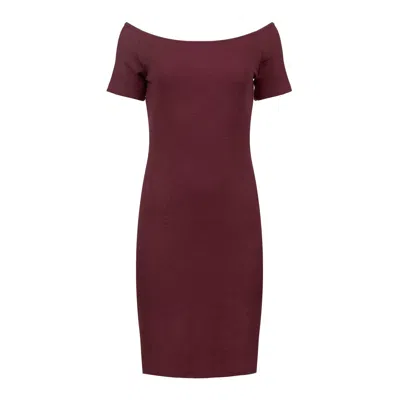 Conquista Women's Pink / Purple Rich Burgundy Off-shoulder Fitted Dress In Pink/purple