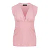 Conquista Women's Pink / Purple Rose Sleeveless Jersey Faux Wrap Top Organic Cotton In Pink/purple