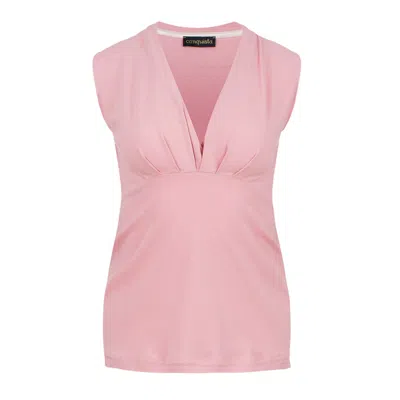 Conquista Women's Pink / Purple Rose Sleeveless Jersey Faux Wrap Top Organic Cotton In Pink/purple