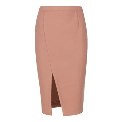 Conquista Women's Pink / Purple Salmon Colour Faux Mouflon Pencil Skirt In Pink/purple