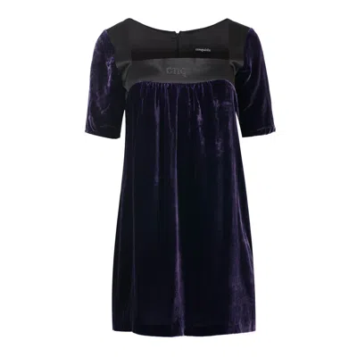 Conquista Women's Pink / Purple Short Sleeve Empire Line Silk Rayon Velvet Dress In Pink/purple