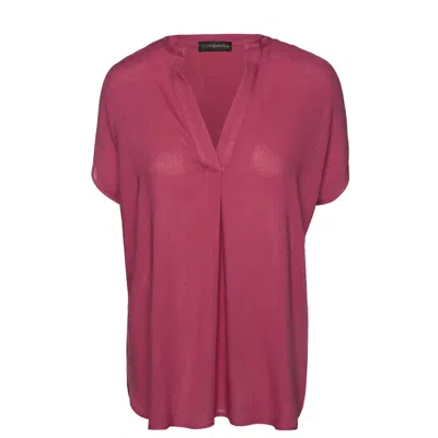 Conquista Women's Pink / Purple Sleeveless Burgundy Linen Style Top In Pink/purple