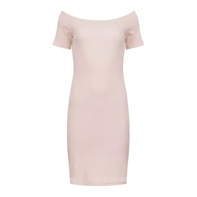 Conquista Women's Pink / Purple Soft Blush Pink Off-shoulder Fitted Dress In Pink/purple