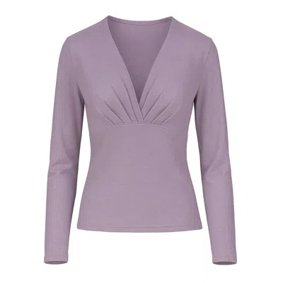 Conquista Women's Pink / Purple Soft Heathered Knit V-neck Top In Dusty Lavender In Multi