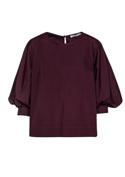Conquista Women's Pink / Purple Wine Color Top With Bishop Sleeves By  In Burgundy