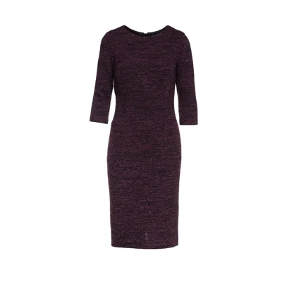 Conquista Women's Pink / Purple Woollen Aubergine Winter Fitted Dress In Pink/purple