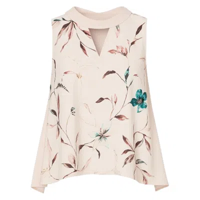 Conquista Women's Pink Sleeveless Print Satin Top