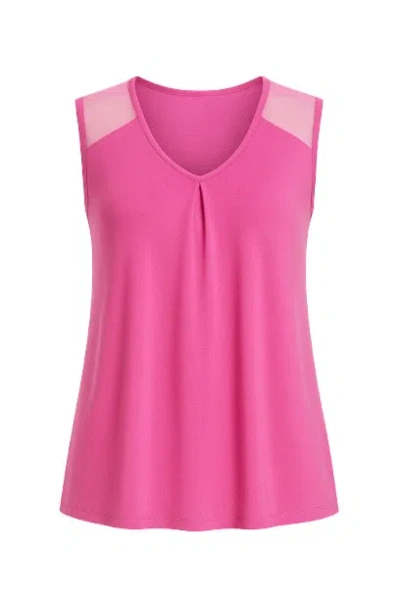 Conquista Women's Pink V Neck Pleat Detail Top