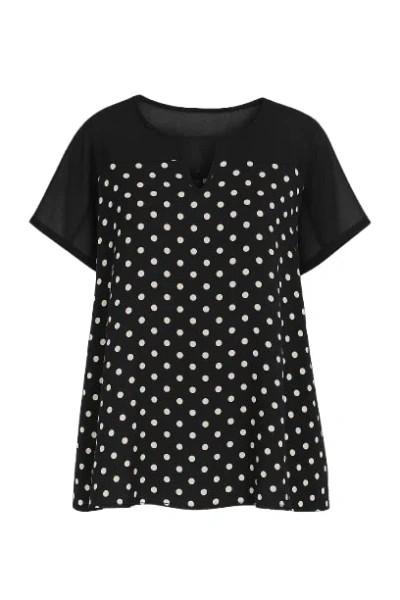 Conquista Women's Polka Dot Top In Black