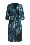 Conquista Women's Print Blue Wrap Dress