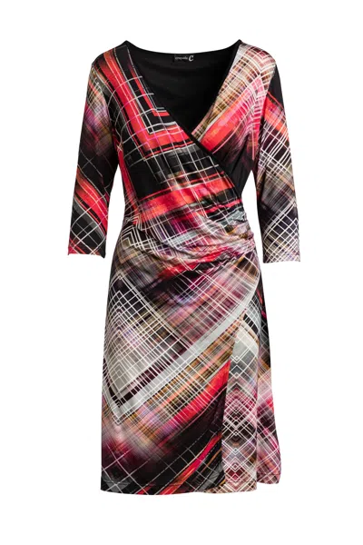 Conquista Women's Print Jersey Faux Wrap Dress In Red