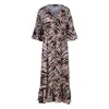 Conquista Women's Print Ruffle Detail Midi Dress