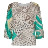Conquista Women's Print Top With Bishop Sleeves