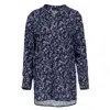 Conquista Women's Print Woven Long Sleeve Tunic With Uneven Hemline & Front V Opening