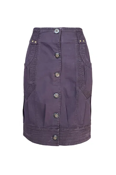 Conquista Women's Purple Button-front Utility Skirt In Deep Plum