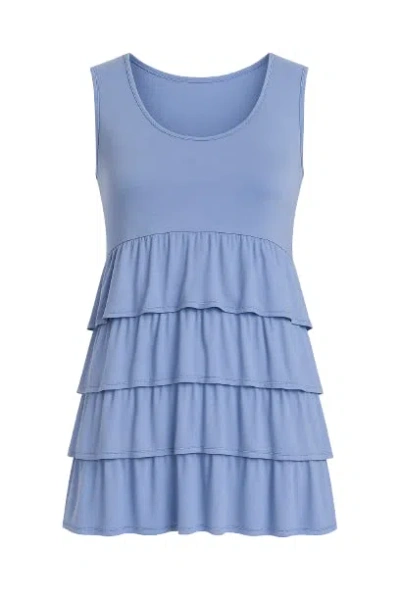 Conquista Women's Purple Sleeveless Tiered Frill Top