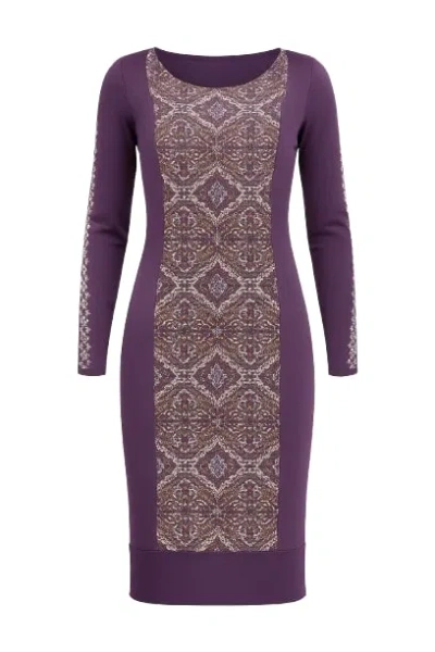 Conquista Women's Purple Stretch Boat Neck Dress
