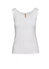 Conquista Women's Raw Edge Detail  Fashion Top In White In White