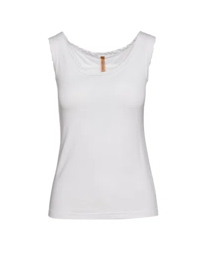 Conquista Women's Raw Edge Detail  Fashion Top In White