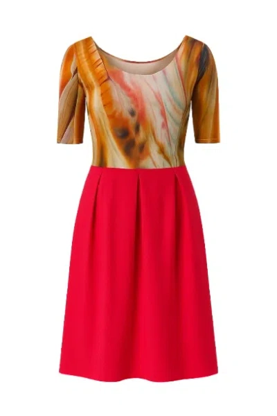 Conquista Women's Red Abstract Animal Print Dress