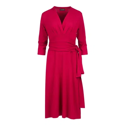 Conquista Women's Red Bordeaux V-neck Wrap Dress – Soft Viscose Jersey