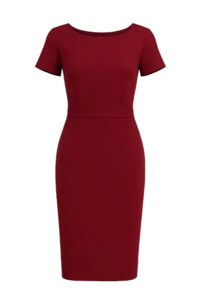 Conquista Women's Red Burgundy Fitted Cap Sleeve Dress