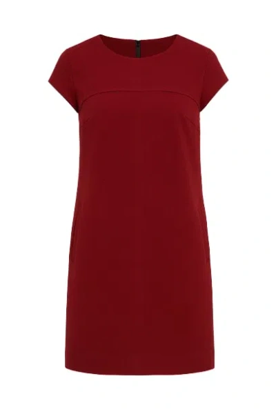 Conquista Women's Red Burgundy Sack Dress With Cap Sleeves